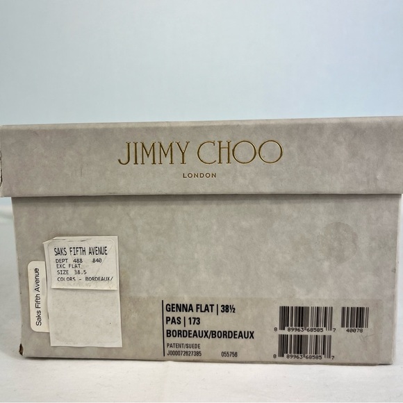 Jimmy Choo Genna Pointed Toe Flats Women’s 38.5 US 8 in Bordeaux New with Box - Picture 11 of 11
